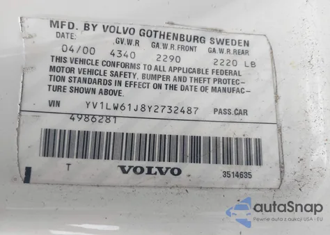 2000 Volvo V70 Se из США, поврежденный, VIN YV1LW61J8Y2732487